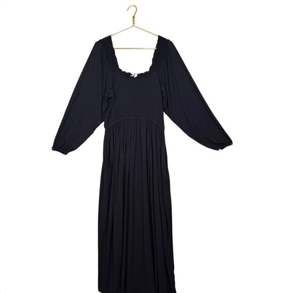 Nordstrom Long Sleeve Maxi W Pockets Smocked Dress Off Shoulder Cottagecore | XL - Picture 9 of 10